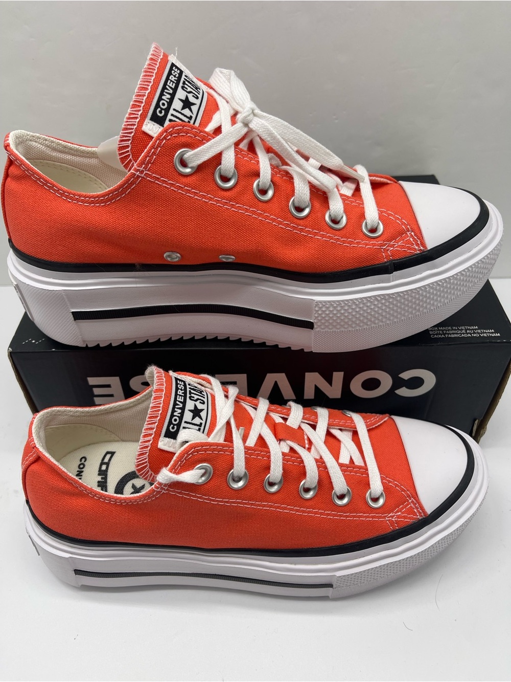 Converse WMNS CTAS LIFT DOUBLE STACK OX VERMILLION RED/WHITE Platform Sneakers - Picture 4 of 16
